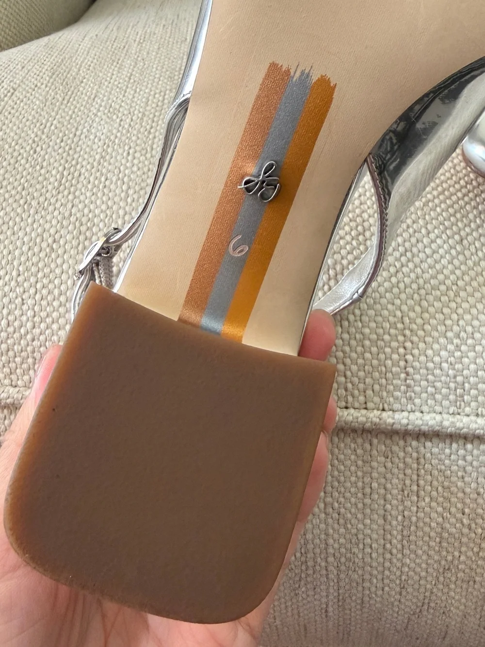 Sam Edelman Silver Metallic Slingback Block Heels